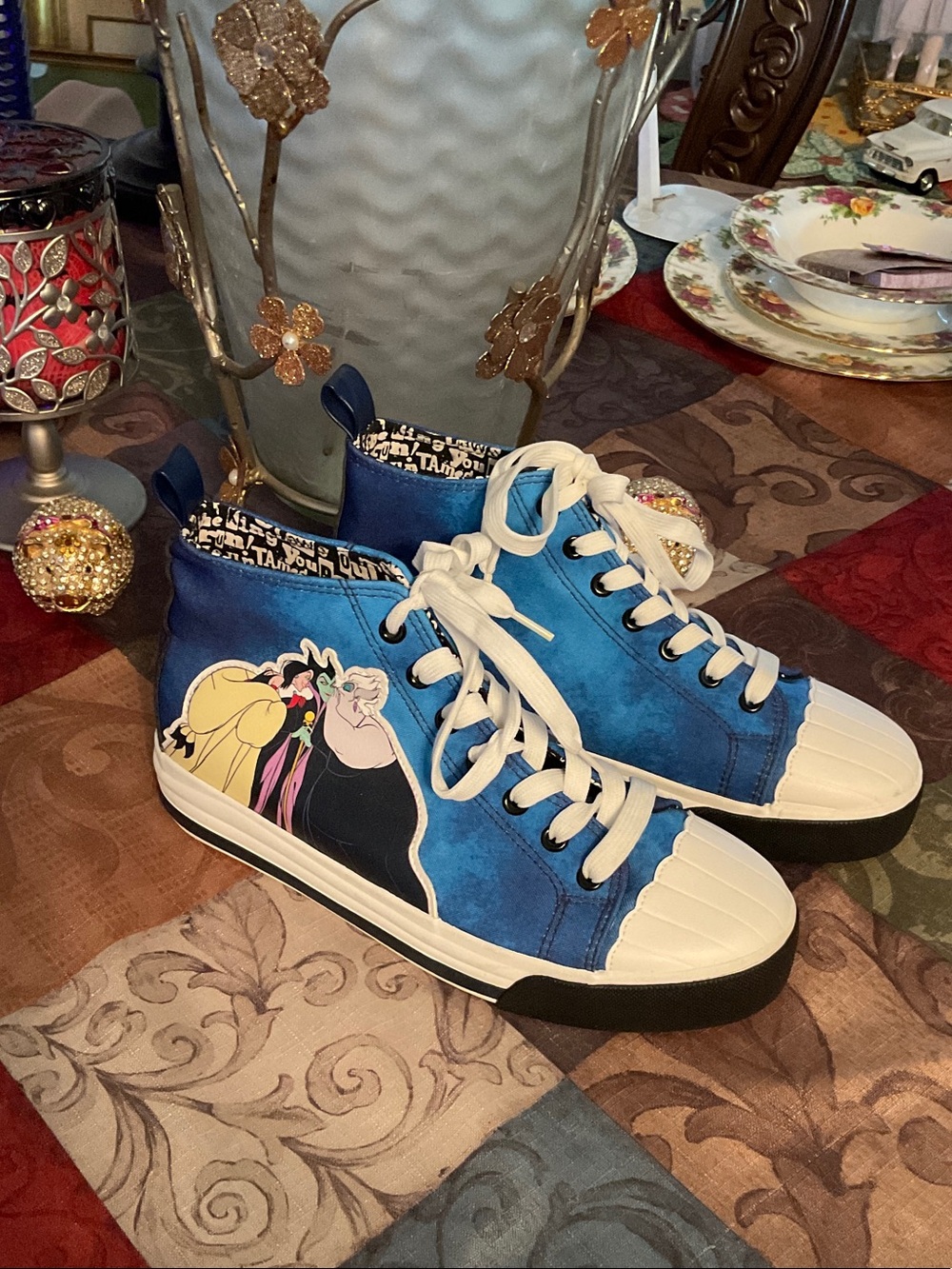 Women’s Blue High-Top Sneakers with Character Graphic